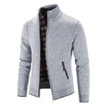 thumbnail image 4 of Suéter de manga larga tipo cárdigan con cuello alto de color sólido para jóvenes de otoño e invierno de terciopelo para hombres, 4 of 6
