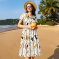 thumbnail image 4 of Lsque Cartoon Chickens Print Women's Casual Dress T-Shirt Summer Short Sleeve Scoop Neck Swing Dresses, 4 of 6