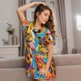 thumbnail image 3 of Xecao Colorful Giraffes with Drinks for Women's Loose Nightgown Sleepwear Short Sleeves Shirt Casual Print Sleepdress, 3 of 6
