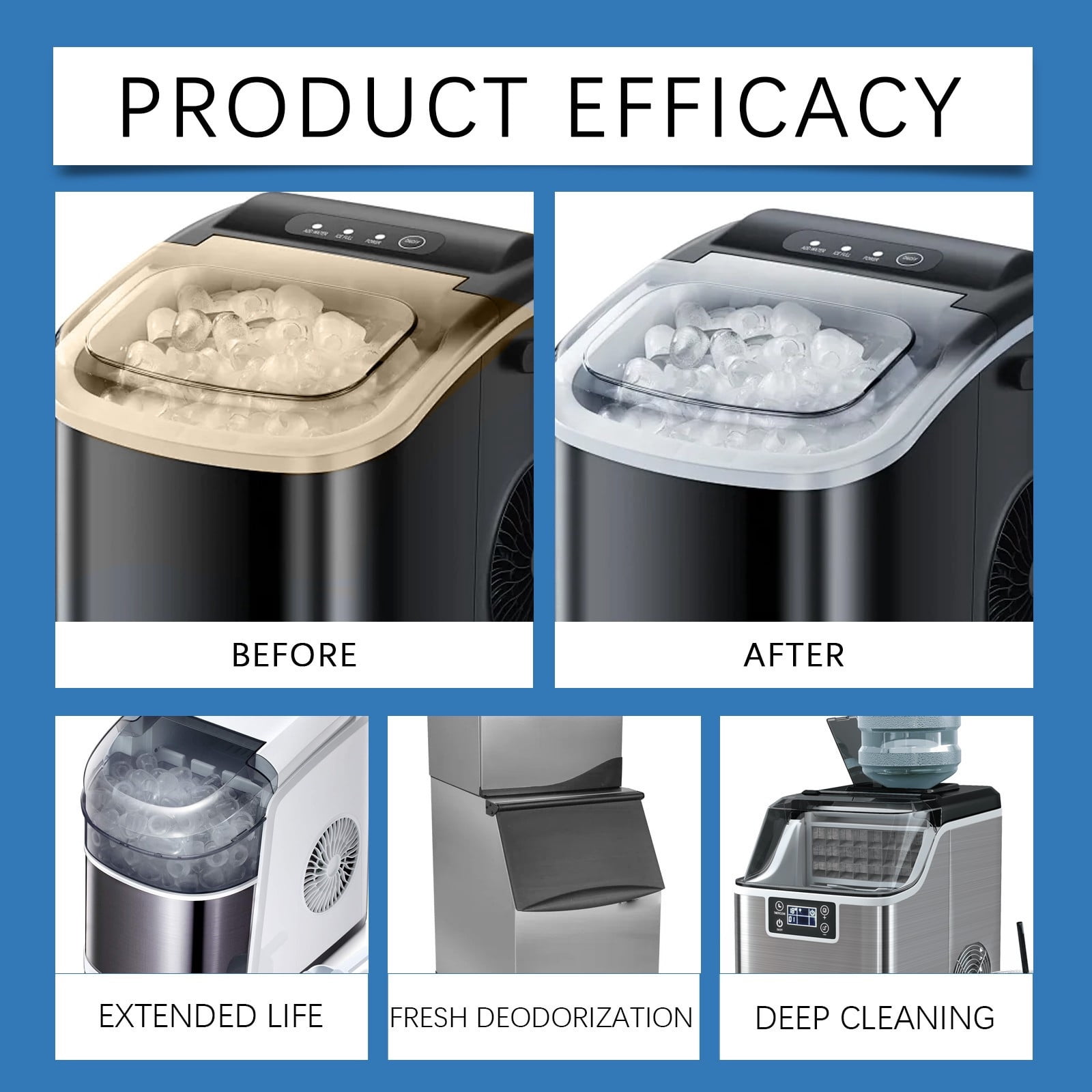Cadorn 3 Boxes (12pcs/Box) Efficient Ice Maker Clean Sheets - Descaling, Deodorizing, Extend Ice Maker Life