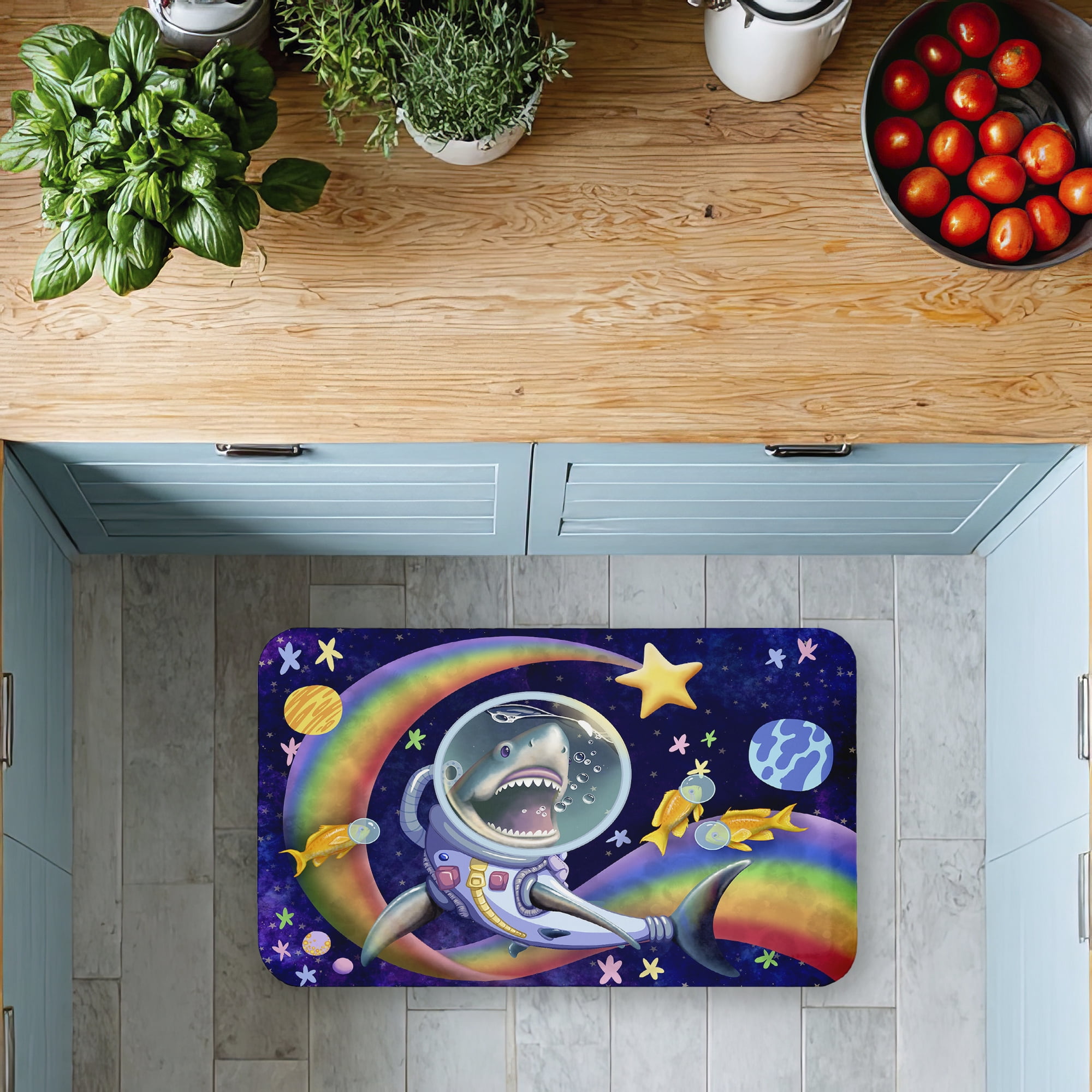 Stupell Industries Shark in Outer Space Printed Anti-Fatigue Floor Mat, design by Carla Morrow