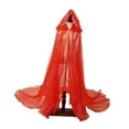 thumbnail image 1 of Capa con capucha para mujer, capa con capucha nupcial, disfraz de Halloween para adultos capa de malla lavable extra larga, capa de tul con capucha Rojo SM SunniMix Capa con capucha, 1 of 8