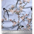 thumbnail image 1 of Soimoi Blue Poly Georgette Fabric Floral & Paradise Whydah Bird Print Fabric by the Yard 52 Inch Wide, 1 of 3