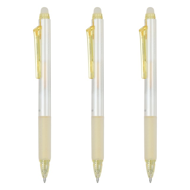 Uxcell 3Pcs Erasable Gel Pens, 0.7mm Glitter Retractable Fine Point Heat Erasable Scented Pens Smooth Writing Markers with Strawberry Scent for Scrapbooking Painting Writing, Light Yellow