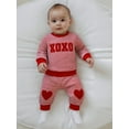 thumbnail image 4 of BemeyourBBs Toddler Baby Boy Girl Valentines Day Outfit Striped Heart Sweatshirt and Pants Set Spring Fall Winter Clothes, 4 of 9