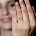 thumbnail image 5 of Rosec Jewels Peridot Art Deco Engagement Ring With Diamond (6 MM - AAA Quality), 18K White Gold, US 10.50, 5 of 7