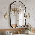 thumbnail image 6 of Fahomiss 28"x40" Black Bathroom Wall Mirror, Irregular Curved Metal Framed Mirror, 6 of 8