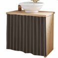 thumbnail image 2 of Dark Brown Line Striped Cabinet Curtains 35"W x 35"L, Farmhouse Brown Stripes Sink Skirt for Bathroom Vanity Kitchen Self Adhesive, Dust-Proof Privacy Curtain for Shelves Closet Laundry Room Pantry, 2 of 9