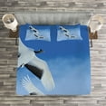 thumbnail image 3 of Ambesonne Bird Quilted Bedspread Set 3 Pcs, Red Crowned Cranes Japan, Queen Size, Blue White Black, 3 of 3