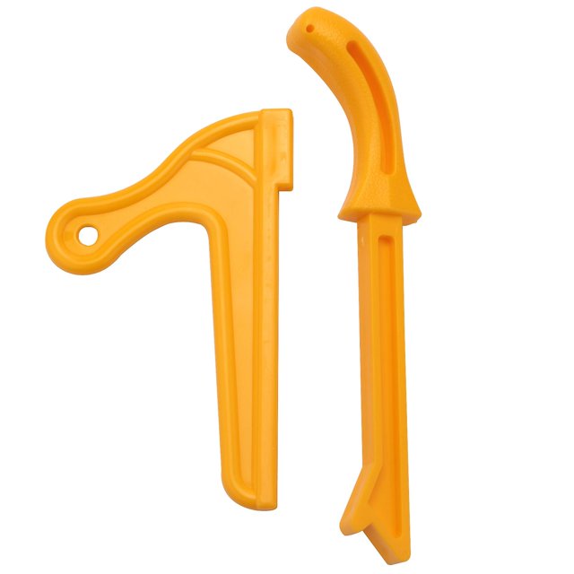 Juego de herramientas de empuje de plástico amarillo para carpintería, práctico bloque de empuje, sierra de mano, palos de empuje de plástico, para carpintería, amarillo