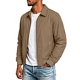 thumbnail image 3 of FchengtaiS Men's Full Zip Up Bomber Jackets Long Sleeve Turndown Collar Lightweight Coat Windproof Outerwear with Zip Pocket, 3 of 7