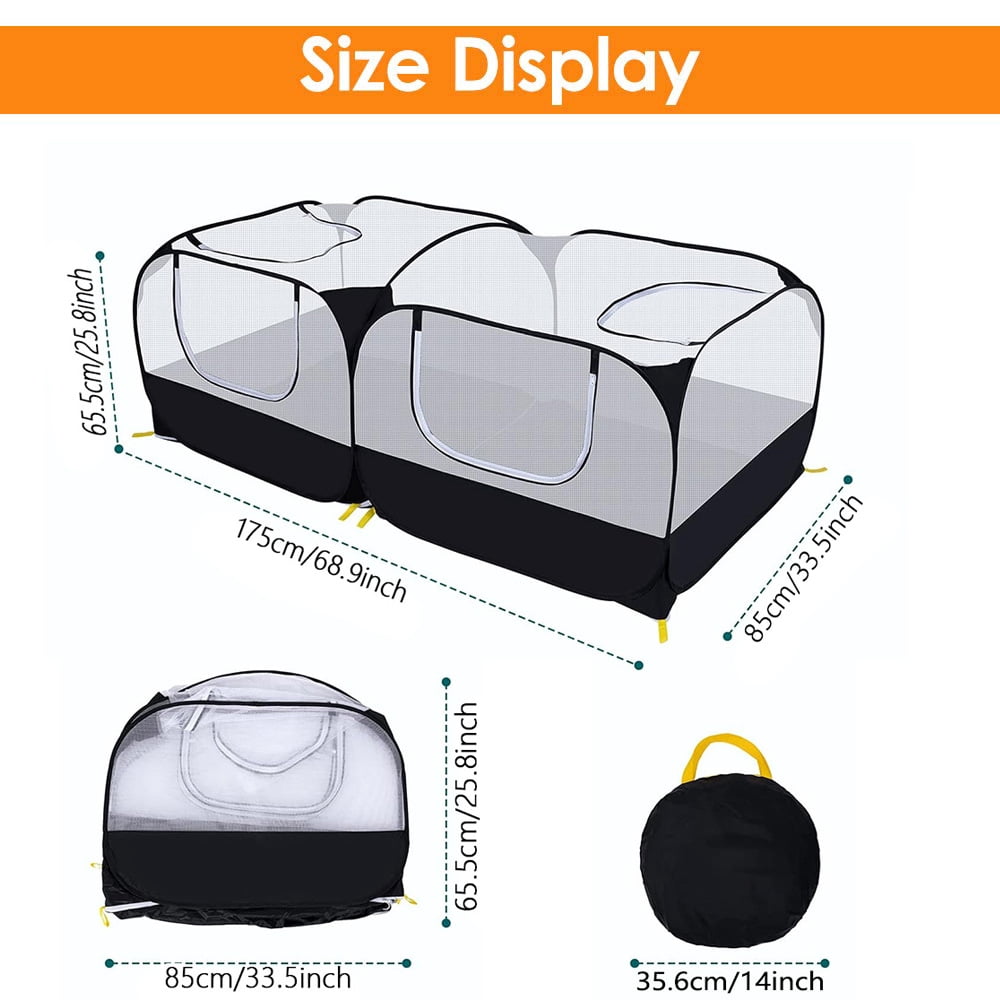 Small Animals Playpen, Chicken Pen with Escape-Proof Detachable Bottom & 4 Zipper Doors,, Escape-Proof Pet Enclosure Tent for Puppy Kitten Rabbits Indoor Outdoor playpen