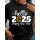 thumbnail image 1 of 2025 Glitter Print Women's Graphic T-Shirt, Casual Crew Neck, Polyester Knit Fabric, Regular Length, for All Seasons, 1 of 6
