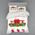 thumbnail image 1 of Christmas Duvet Cover Set, Stockings Hanging for Santa Mistletoe Illustration Merry Christmas for All, Bedding Set with Shams and Fitted Sheet, 3 Sizes, by Ambesonne, 1 of 3