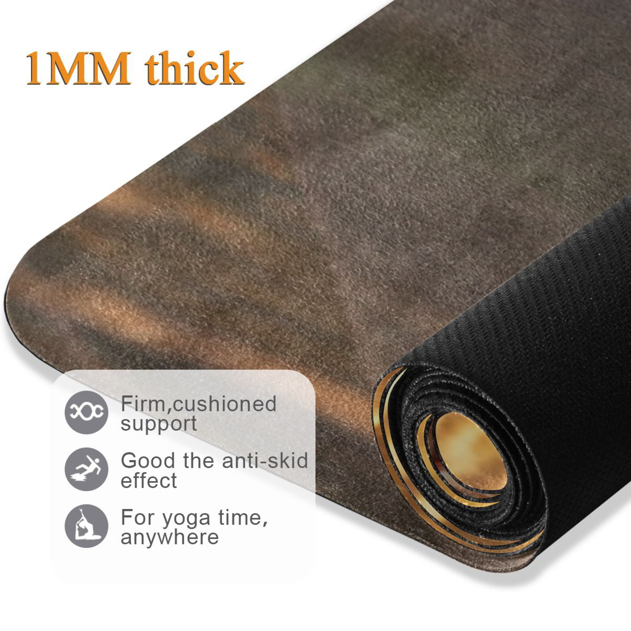 BZSMCE Yoga Mat Women Fitness Mat Peaceful Cat in Golden Light Pattern