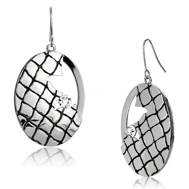 Alamode LO2690 Boucles d'Oreilles en Fer Rhodié avec Cristal de Qualité Supérieure en Clair