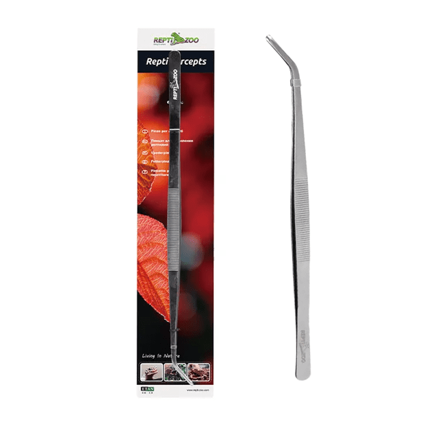 Pinzas curvas Reptizoo para reptiles Acuarios terrarios 25cm acero inoxidable