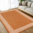 thumbnail image 4 of Orange Geometric 5x8 Area Rugs, White Greek Key Design Burlap Modern Art Non-Skid Rubber Backing Large Rectangle Rugs - Living Room Bedroom Home Office, Indoor Floor Mat Carpets Washable Rug, 4 of 9