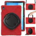 thumbnail image 3 of Case for Samsung Galaxy Tab S10 FE+ 13.1 inch, 360 Degree Rotating Hand Grip Shockproof Cover with Shoulder Strap, Red, 3 of 7
