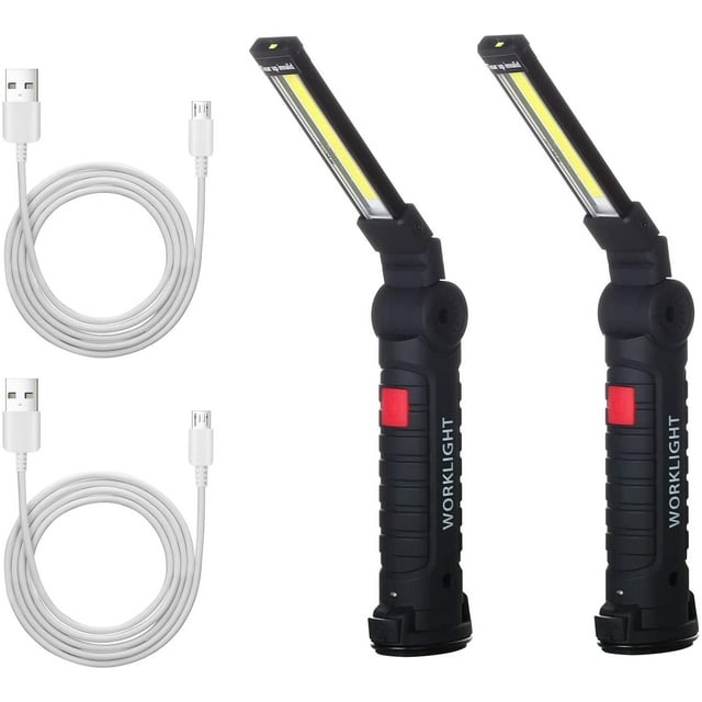 Linterna de luz de trabajo LED Luces de inspección COB Lámpara de camping recargable con base magnética, indicador de encendido, gancho, plegable y regulable para taller de reparación de automóviles Adepaton WLJ-0746