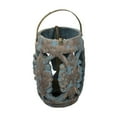 thumbnail image 2 of Benzara Cement Carved Lantern Candle Holder with Attached Handle, Small, Antique Blue, 2 of 2