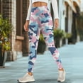 thumbnail image 4 of Renewold Camo Blue Pink Pockets Yoga Leggings for Women Athletic Yoga Pants High Waist Scrunch Butt Lifting Printed Leggings Ankle Pants Casual Leggings 4 Way Stretch, L, 4 of 8