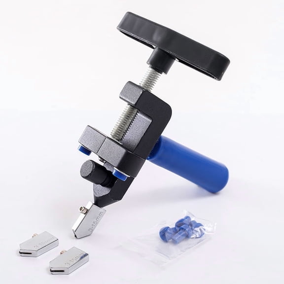 2-in-1 Manual Tile Cutter Tool with Breaking Pliers,Glass Tile Cuttter with 3-15 mm 3 Tungsten Steel Blade Manual Glass Hand Tool for Home DIY Cutting Glass, Mirror, Blue