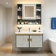 thumbnail image 1 of Gabinete de Baño de Lavamanos y Armario con Espejo Ajustable en 3 Colores, Armario de Pared para Baño con Grifos de Agua Caliente y Fría, Tuberías de Desagüe, Estante, 60*40*38cm (Gris Marble), 1 of 9