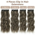 thumbnail image 3 of Clip in Long Wavy Synthetic Hair Extension 24 Inch Dark Brown Mixed Blonde 4PCS Thick Hairpieces Fiber Double Weft Hair for Women, 3 of 7