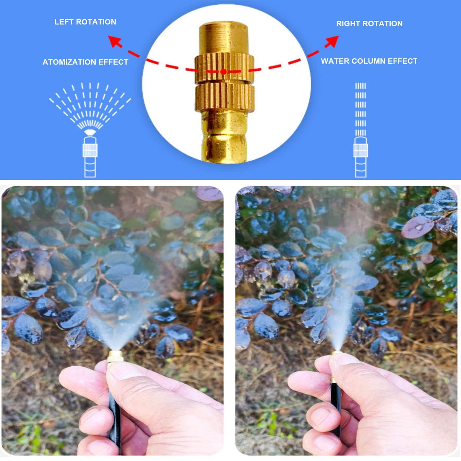 Drip Irrigation Kit  Automatic Garden Watering System Quick Connector And 360-degree Bending Dropper Atomizing Copper Nozzle Plant Lawn Courtyard System. (50ft)