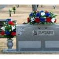 thumbnail image 2 of Sympathy Silks Artificial Cemetery Flowers Red & Blue Rose with White Amaryllis bouquet with cemetery saddle, 2 of 6