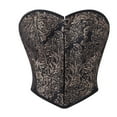 thumbnail image 4 of AUNVITO Women's Black Gold Print Bustier V Neck Strapless Boned Push Up Waist Cinching Corset Top Vintage and Stylish Style, 4 of 5