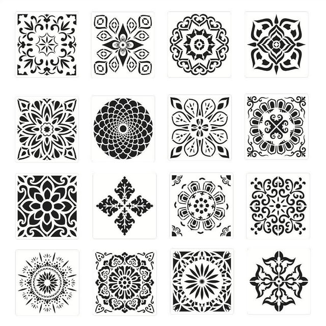 16 Plantillas de Plantilla de Mandala para en Paredes, Muebles, Manualidades, Herramientas para Manualidades, Plantillas de Dibujo Reuti Gloria Plantilla de pintura mural Stencil