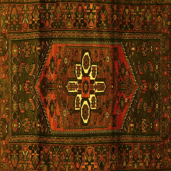 Ahgly Company Machine Washable Indoor Square Persian Yellow Traditional Area Rugs, 3' Square