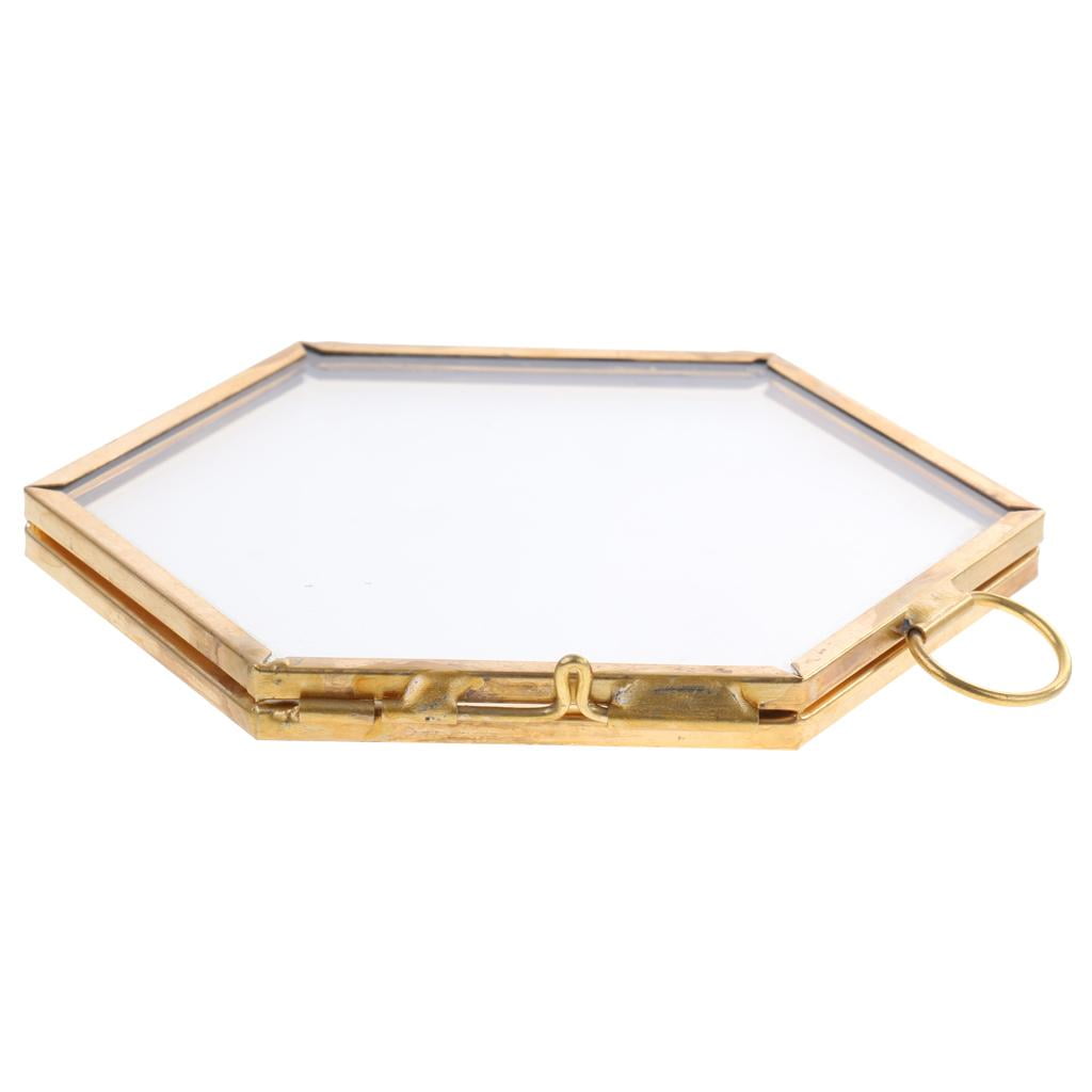 10PCS Hexagonal Glass Photo Frame Vintage Hanging Frame for Display, Glass Frame for Pressed Flowers, Picture, Collage, Portrait, Feathers, Leaves