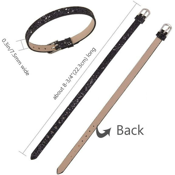 10pcs 10pcs 8mm Adjustable Pu Leather Bracelet Strap Slide Wristbands Bracelets with Iron Clasps for 8mm Slide Letters Girl Women Jewelry Making - Black