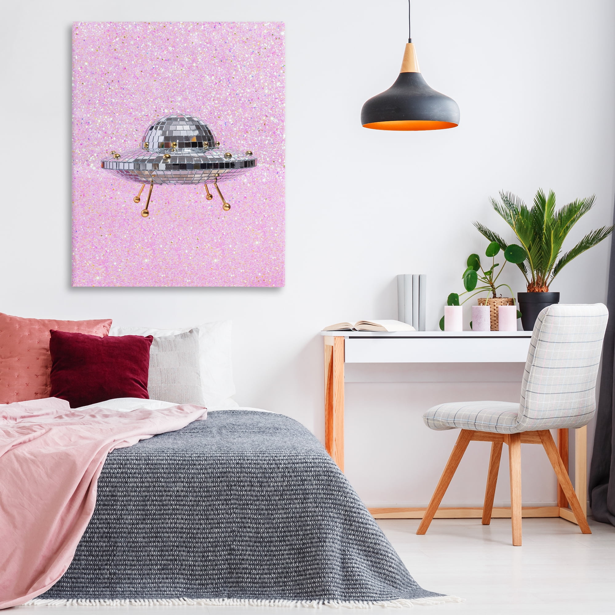 Stupell Industries Disco Patterned UFO Performing Arts Painting Gallery Wrapped Canvas Art Print Wall Art, 36 x 48