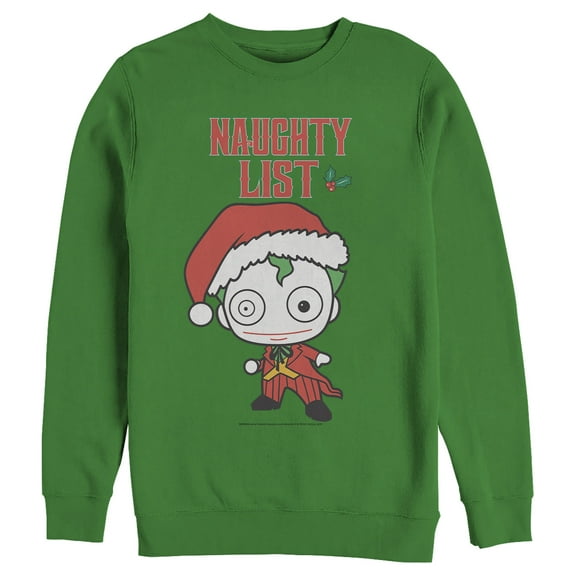 Men's Batman Christmas Joker Naughty Sweatshirt Kelly Green Small