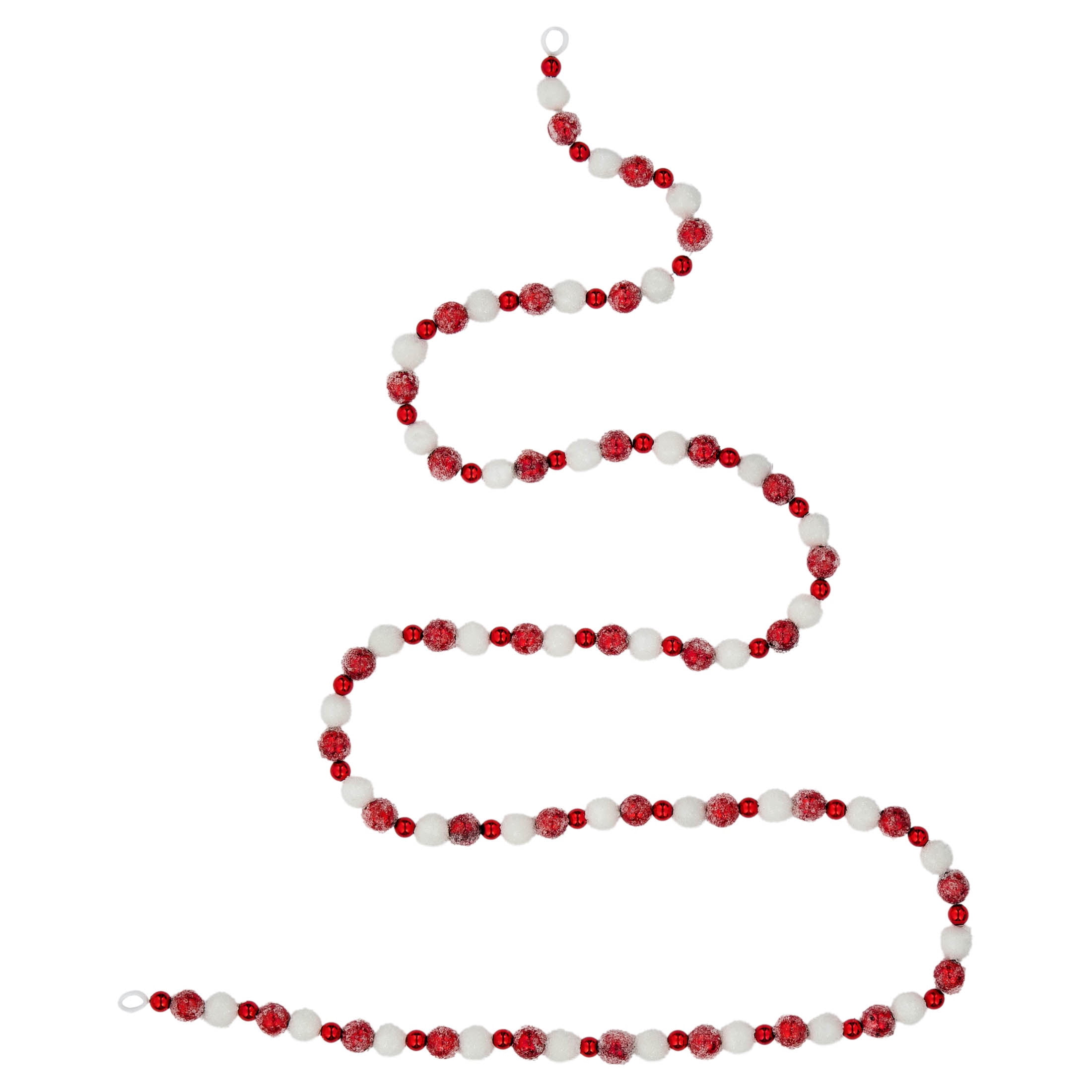 Plastic Frosted Bead Mini Christmas Garland, Red and White, 4', by Holiday Time