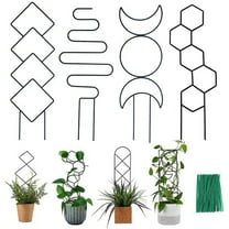 4Pack Indoor Plant Trellis for Climbing Plants, Small Garden Metal Trellis for Potted Plants Outdoor with Different Patterns for Vine Ivy Flower Plant Support