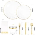 thumbnail image 6 of 350PCS Clear and Gold Plastic Plates - Gold Disposable Dinnerware Sets - Gold Plastic Silverware - 100Plates, 150Plastic Cutlery, 50 Cups and 50 Napkins for Wedding & Party & Thanksgiving, 6 of 9