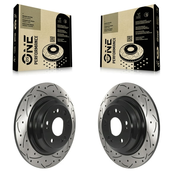 DS-One Rear Coated Drilled Slotted Disc Brake Rotors Pair for Car 2009-2014 Acura TL KD-100537