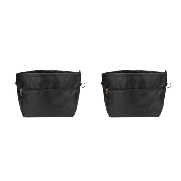 Ounissouiy Bolsa de nailon impermeable, práctico organizador de almacenamiento para insertar bolso, bolsa de almacenamiento fuerte y elegante negro 2piezas