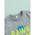 thumbnail image 5 of SAYOO Toddler Boys 2 Pieces Outfit, Short Sleeve Round Neck Animal Letter Print T-Shirt + Plaid Shorts Summer Set, 5 of 9