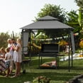 thumbnail image 3 of Gymax 13.5' x 4' Patio BBQ Grill Gazebo Side Awnings Shelves 2-Tier Canopy Outdoor, 3 of 10