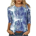 thumbnail image 2 of Blouse pour Femmes, T-shirt Imprimé Mode, Manches 3/4, Col Rond, Hauts Décontractés pour Femmes, en Solde, 2 of 5