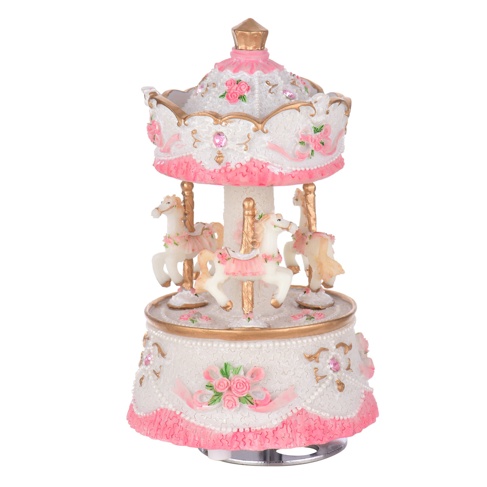 Purple Muslady Laxury Windup 3-horse Carousel Music Box Artware//Gift Melody Castle in the Sky Pink//Purple//Blue//Gold Shade for Option