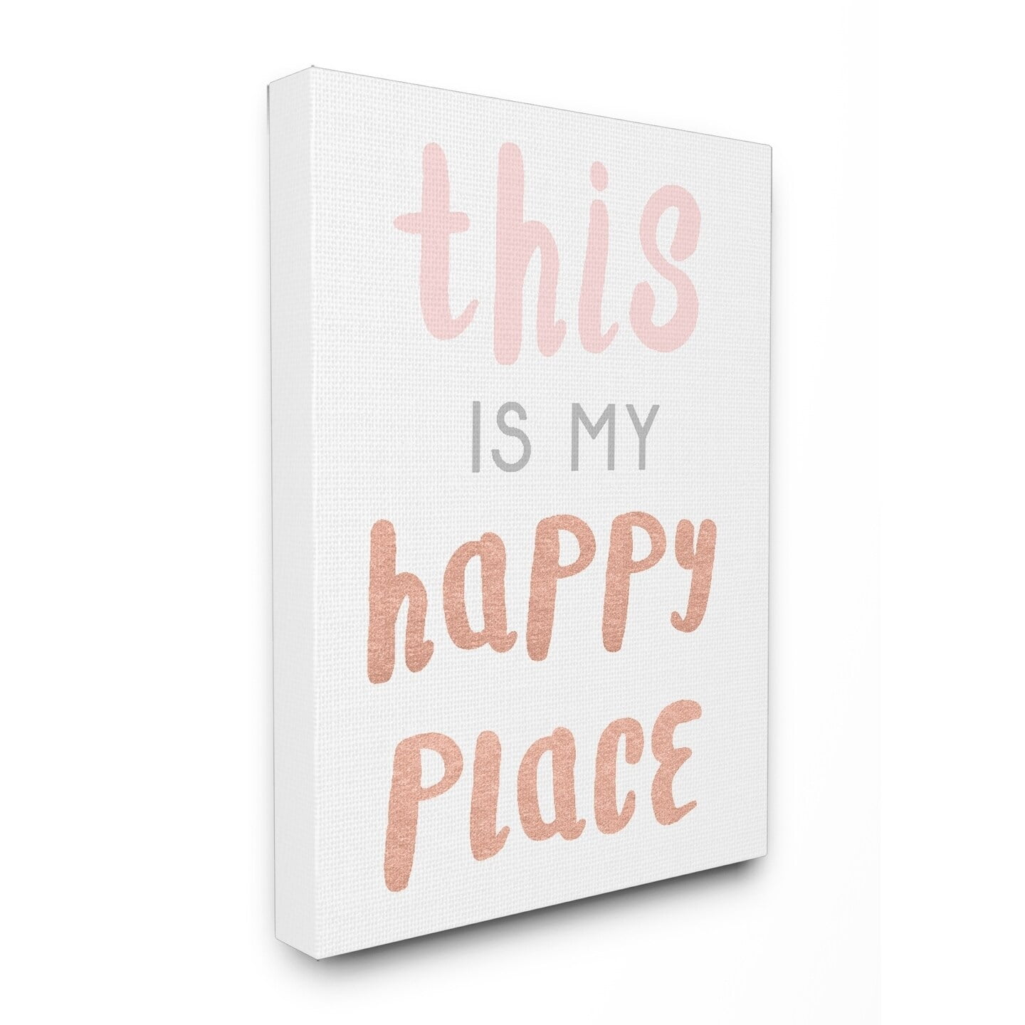 The Kids Room by Stupell This is My Happy Place Copper Typography Stretched Canvas Wall Art, 16 x 1.5 x 20