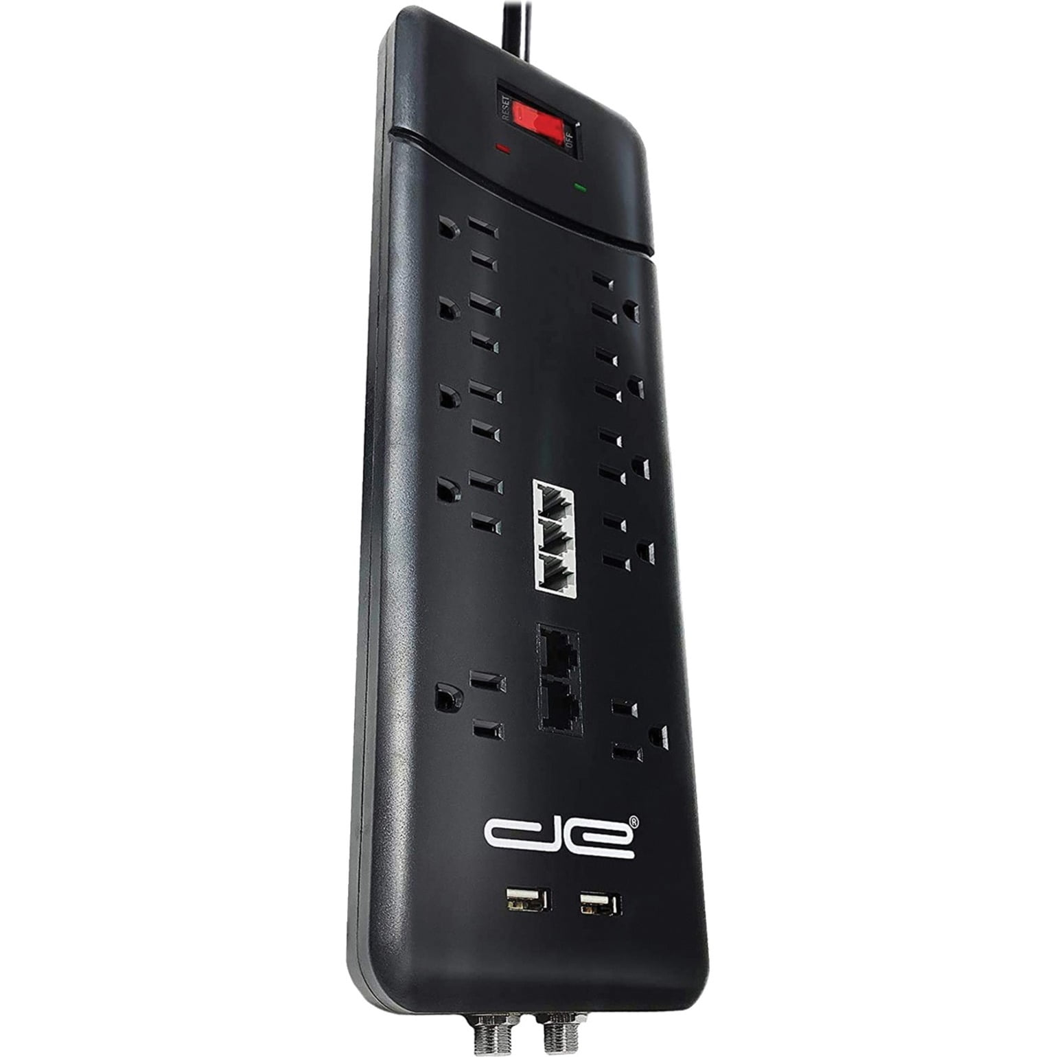 10-Outlet Heavy-Duty Surge Protector Power Strip  (Black; 8-Foot Cord)