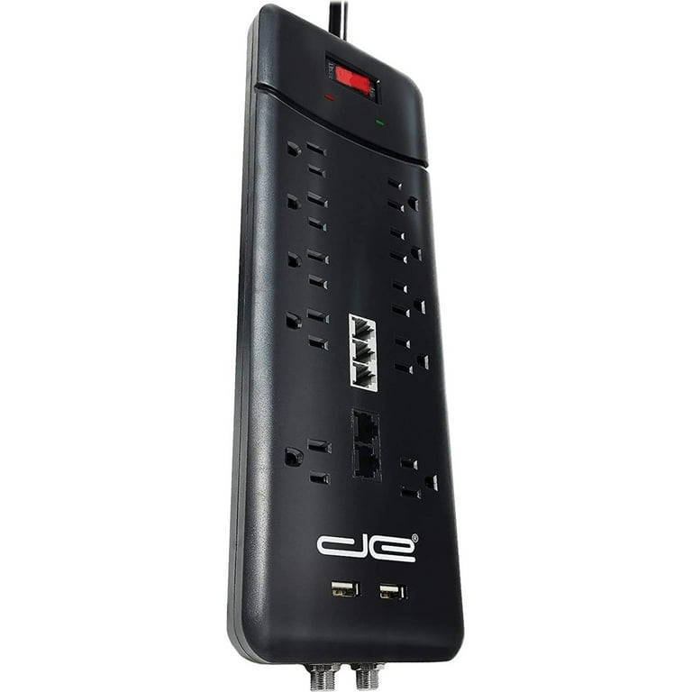 25-Foot Power Strip - Surge Protector With Multiple Outlets, Black (Model G08M)